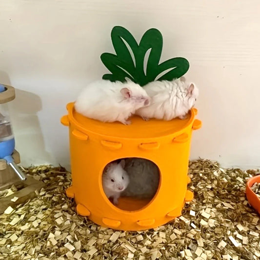 1 Pc Carrot-Shaped Hamster House Cute Cartoon Stump Hideout