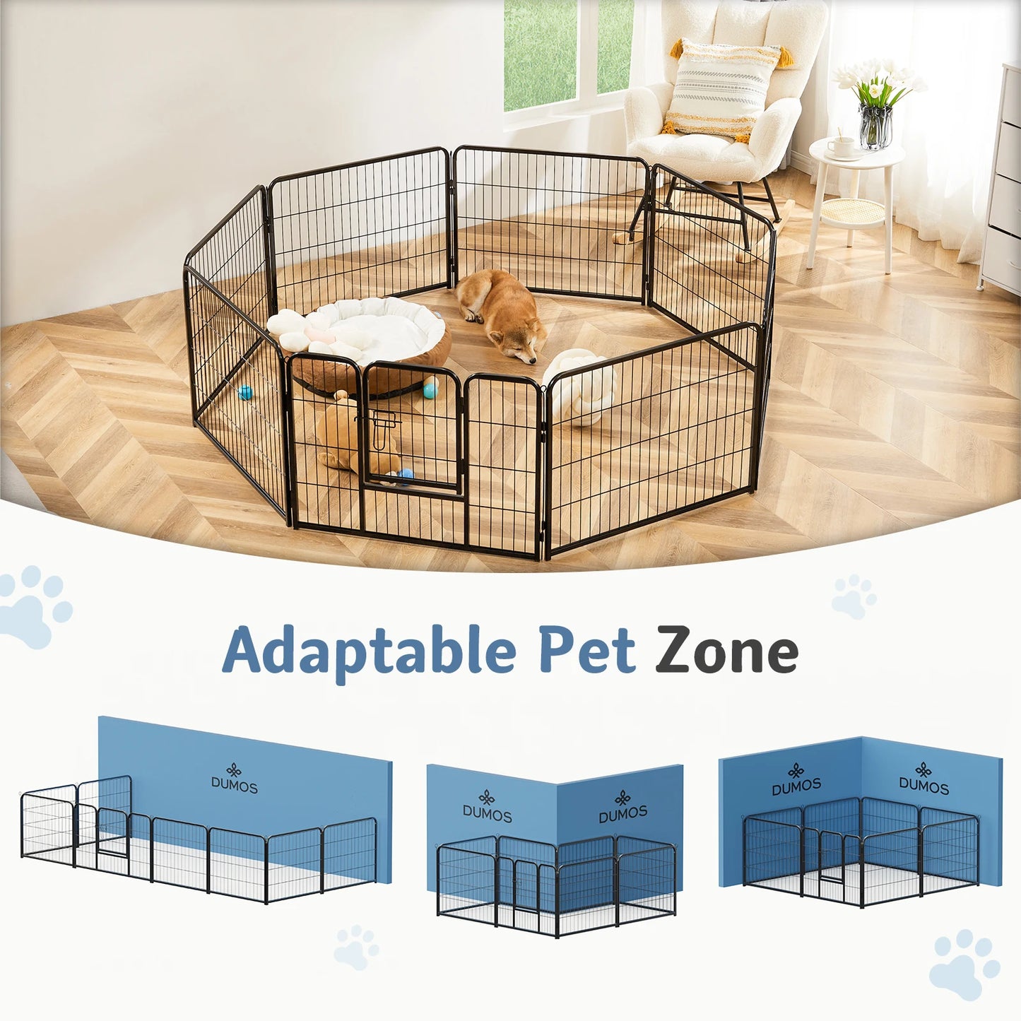 JHK Metal 8 Panels Dog Playpen 24 Inch to 32 Inch Foldable Large Dog Puppy Exercise for Yard