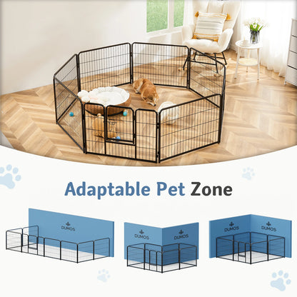 JHK Metal 8 Panels Dog Playpen 24 Inch to 32 Inch Foldable Large Dog Puppy Exercise for Yard