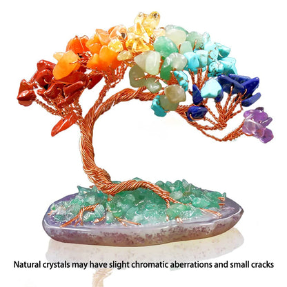 Natural Colorful Crystal Crushed Stone Tree - Crystal Agate Piece Base Copper Wire Winding Fortune Tree Ornament
