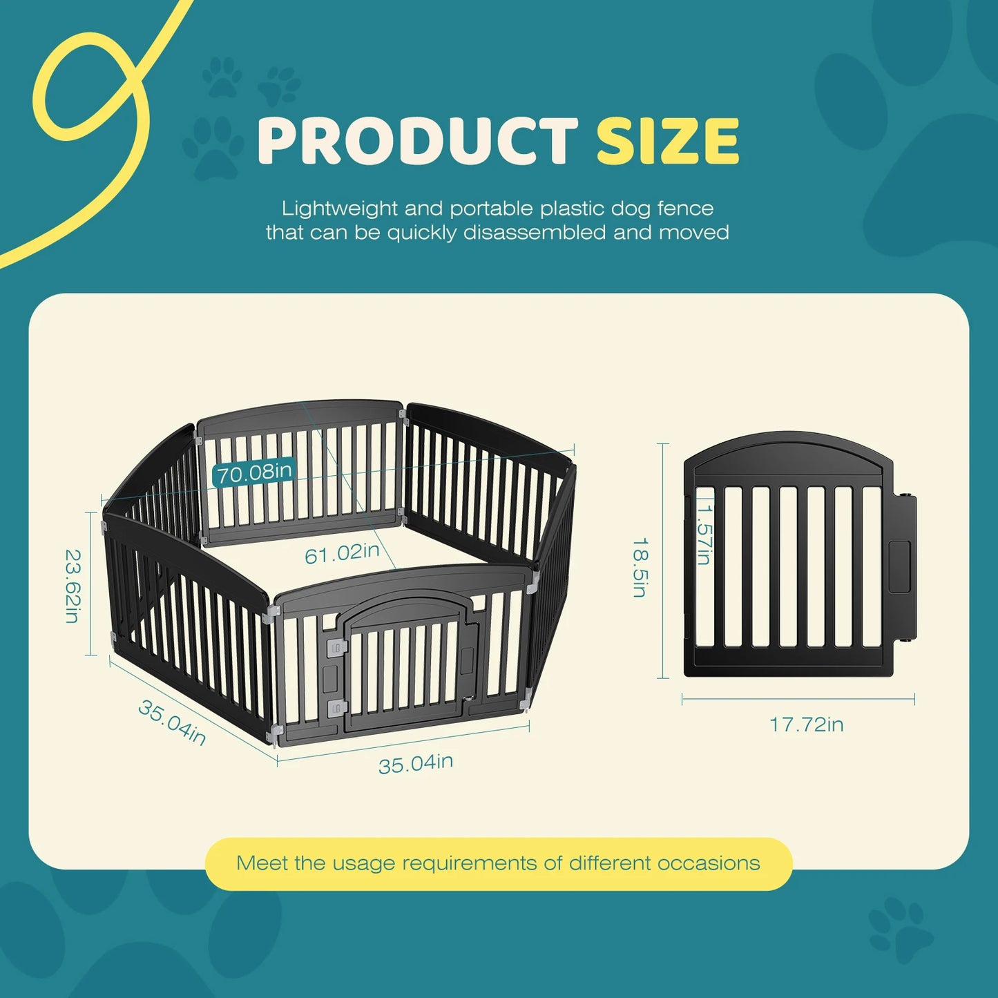 Plastic Dog Playpen Expandable Durable Pet Fence for Medium Dogs Indoor Outdoor