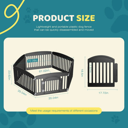 Plastic Dog Playpen Expandable Durable Pet Fence for Medium Dogs Indoor Outdoor