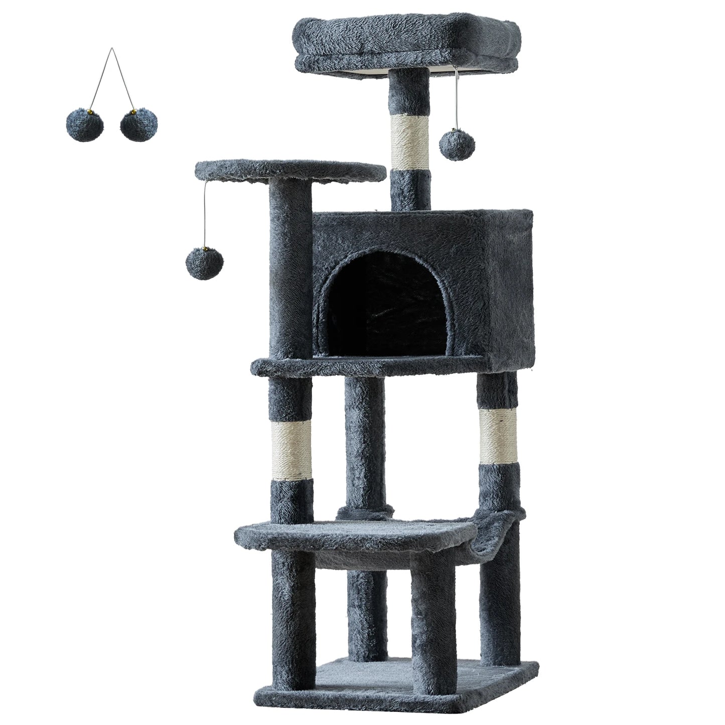 Tall Multi-Cat Climbing Tower for Pet Furniture -  Natural Sisal Scratching Posts Stable Pet House for Indoor Cat