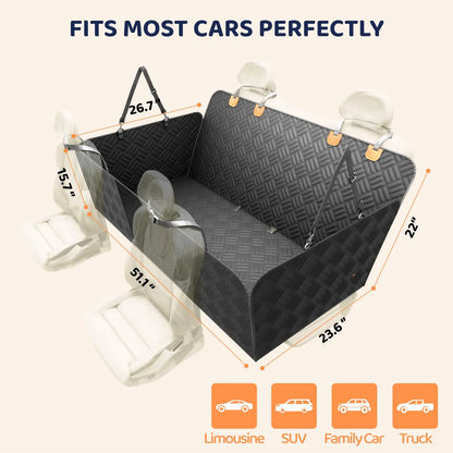 Rear Seat Dog Cover, Hard Bottom Rear Seat Extender, Load-Bearing 400 Pounds, 600D Heavy-Duty Anti-Scratch Washable