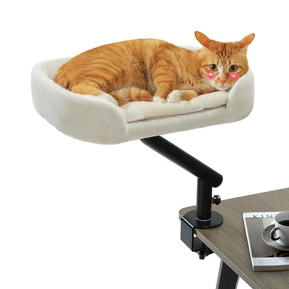 Cat Desk Bed, 360° Rotatable Bed Stand for Indoor Cats, Adjustable Basket,