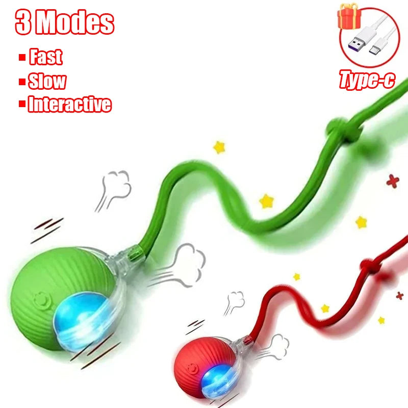 New Cat Interactive Ball  - Automatic Rolling Ball Faux Tail Rechargeable Smart Pet Electric Toy