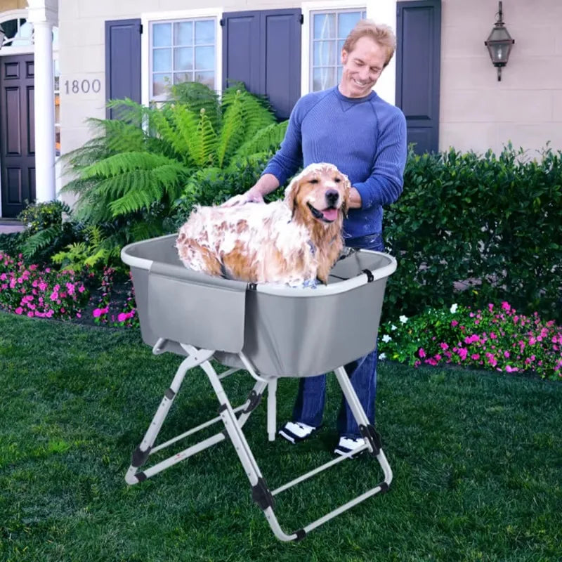Elevated Dog Bath Tub ,Foldable Bathing Station, Ideal For Medium To Large Pets