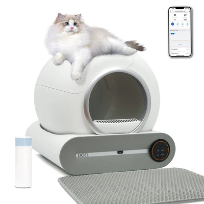 DOEL Self Cleaning Cat Litter Box w/Litter Mat. Smart Cat Toilet App Control