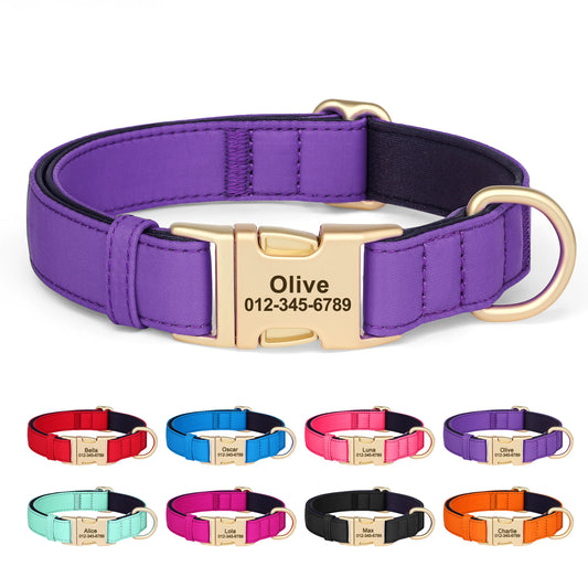 Personalized Dog Collar Waterproof Nylon, Soft Padded, Free Engraved for Small Medium Large Dogs