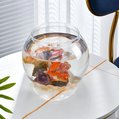 Home Decor Clear Transparent Round Fish Tank Plastic Small Fish Bowl creative light