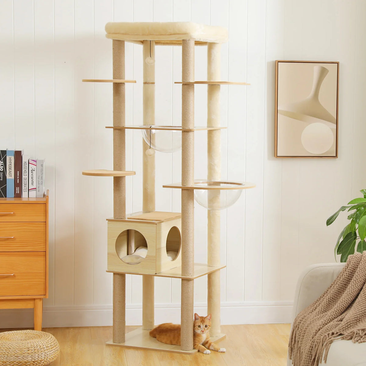 Multi-Level Cat Tree for Indoor with Scratching Posts Spacious Condo Hammock Top Perch Scratcher