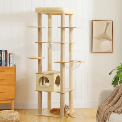 Multi-Level Cat Tree for Indoor with Scratching Posts Spacious Condo Hammock Top Perch Scratcher