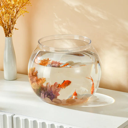 Home Decor Clear Transparent Round Fish Tank Plastic Small Fish Bowl creative light