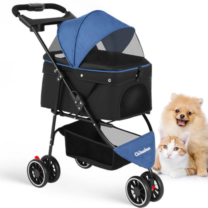 Pet Stroller For Small Puppy Dogs & Cats Portable and Foldable Dog Stroller