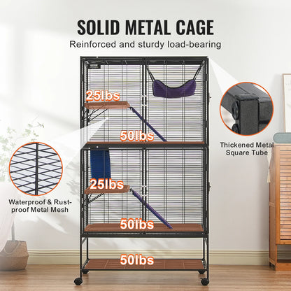 SucceBuy  Rolling Metal 4-Tier Critter Nation Cage Small Animal Cage for Rats Hamster Guinea Chinchilla Ect.