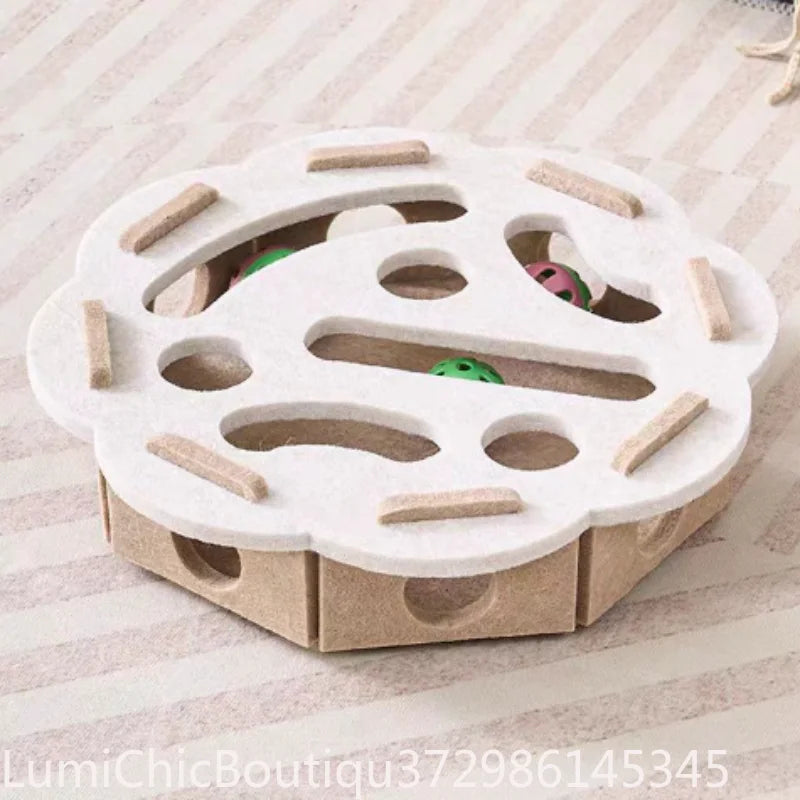 Interactive Cat Puzzle Maze - Soft Felt Hole Game With Bell Ball Toy For Kittens And Cats