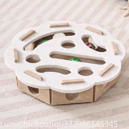 Interactive Cat Puzzle Maze - Soft Felt Hole Game With Bell Ball Toy For Kittens And Cats