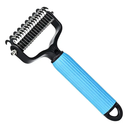 Dog Cat Dematting Comb Double-Sided Stainless Steel Pet Hair Rake, Gently Removes Tangles Knots Loose Fur,