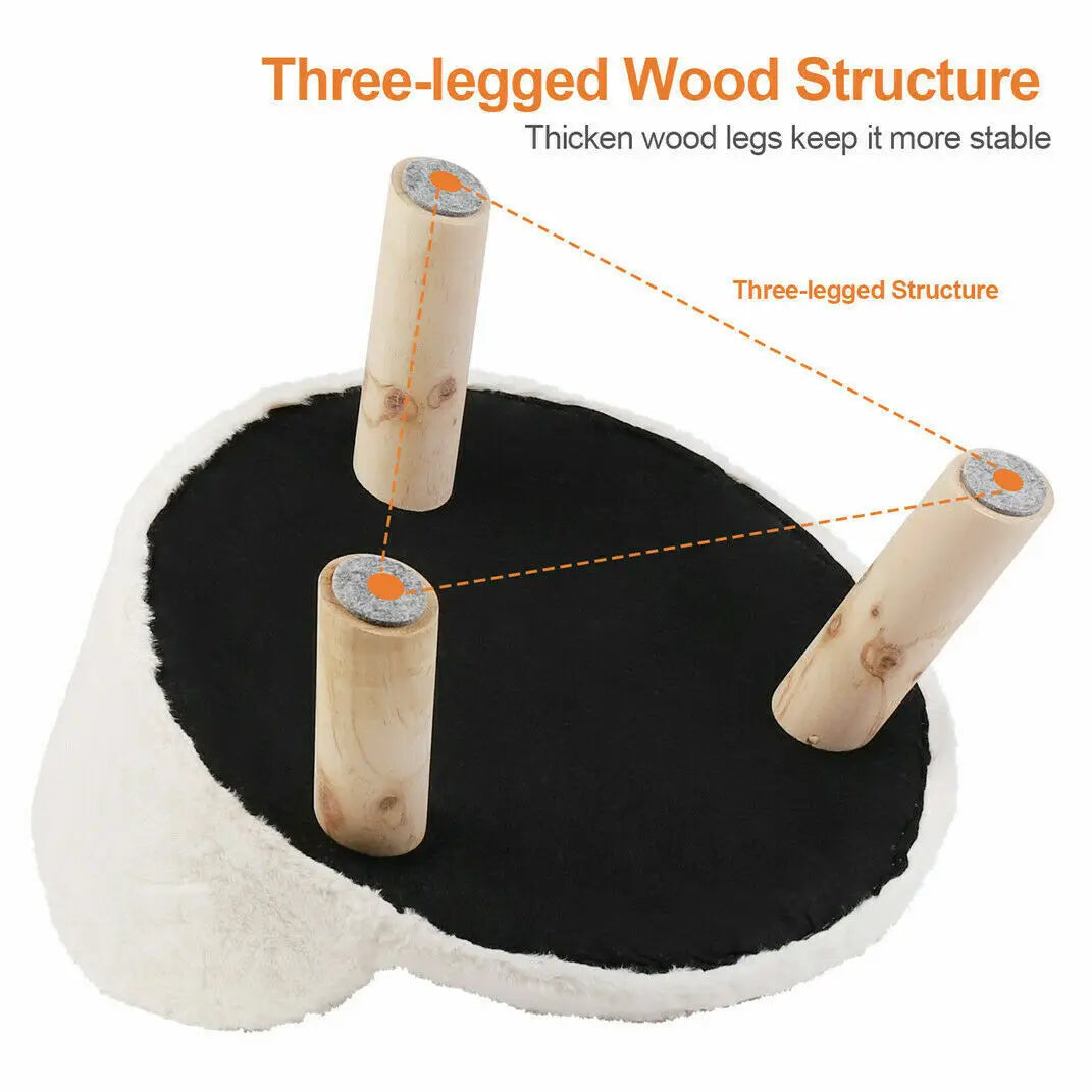 Luxury Soft Cat Bed, Warm Plush Fabric, Pet Nesting Chair, Washable Couch Wood Legs with Cushion Pad