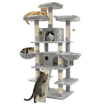 Large Multi Level Cat Tree Tower Indoor Activity Center 2 Condos 3 Plush Perches And Scratching Post