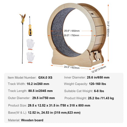 SucceBuy Wooden Cat Exercise Wheel Large Treadmill
