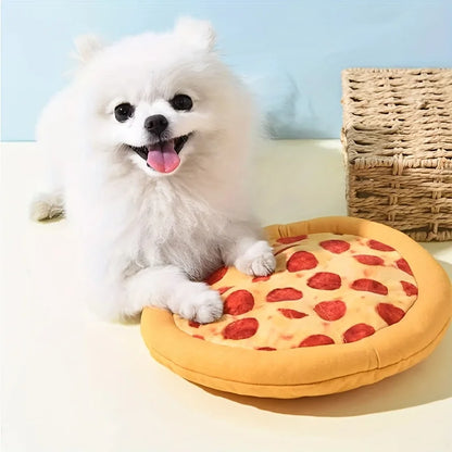 Squeaky Plush Pizza & Shrimp Dog Toy Durable Chew for Small Breeds Interactive