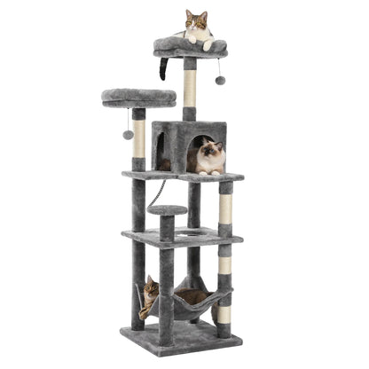 Tall Cat Tower for Indoor Cats Multi-Level Plush Cat Condo with Scratching Posts Scratching Boards And Perches Caves