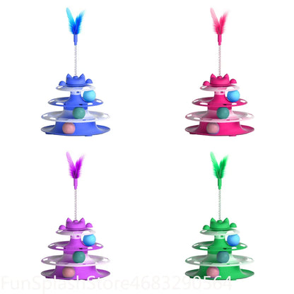 Turntable Toy With Interactive Cat Ball & Teaser Wand Automatic Self Play For Cats And Kitten