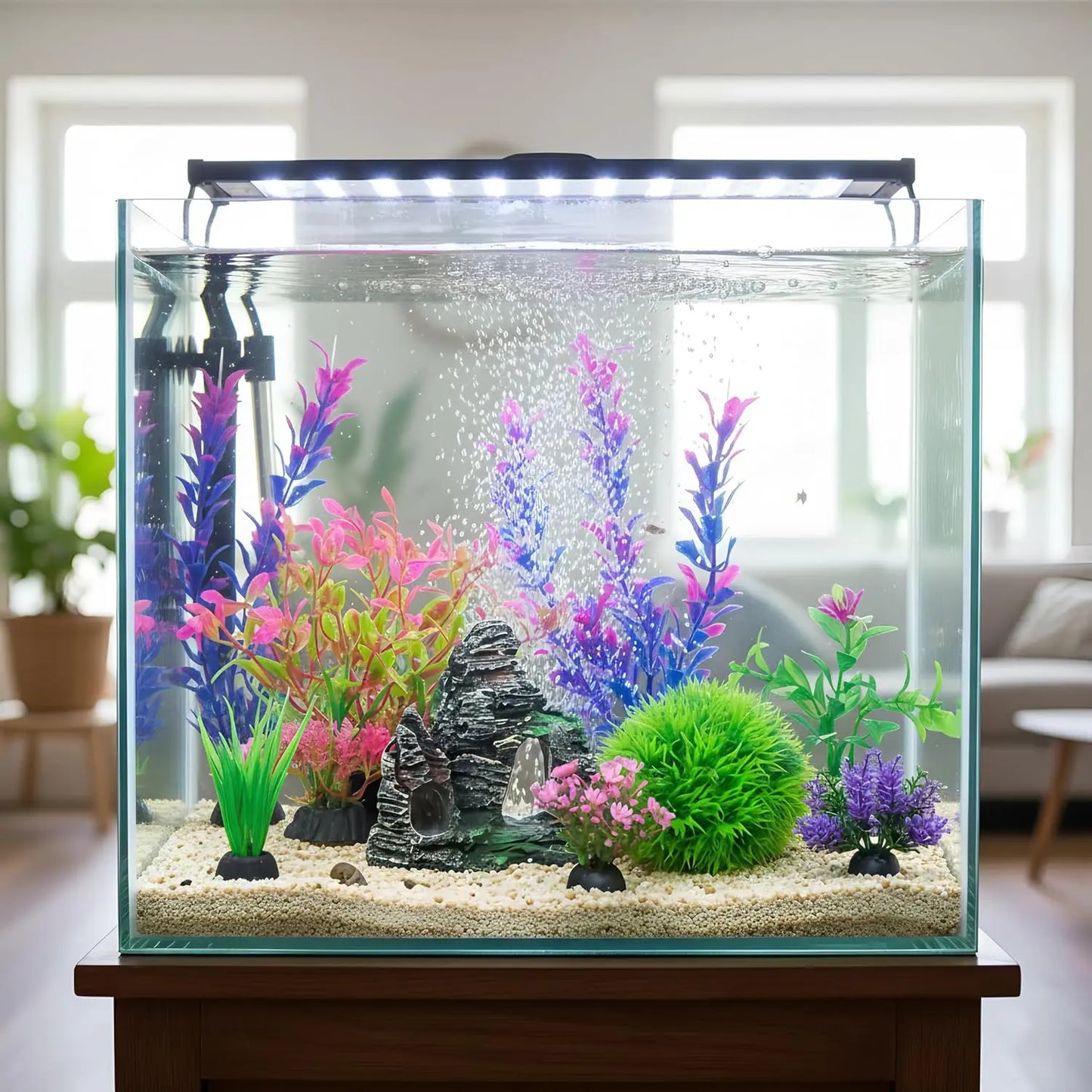 Artificial Aquarium Plants and Rock Cave Decor Set