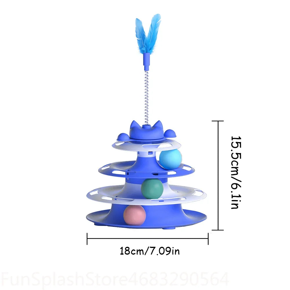 Turntable Toy With Interactive Cat Ball & Teaser Wand Automatic Self Play For Cats And Kitten