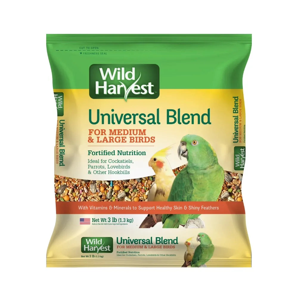 Premium Fortified Bird Food Blend for Medium and Large Parrots Cockatiels Macaws 3 Pounds