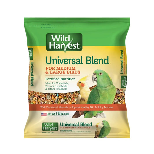 Premium Fortified Bird Food Blend for Medium and Large Parrots Cockatiels Macaws 3 Pounds