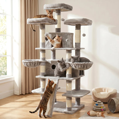 Large Multi Level Cat Tree Tower Indoor Activity Center 2 Condos 3 Plush Perches And Scratching Post