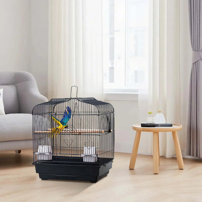 Travel Bird Cage with Handle and Perches for Small Parrots Canaries Cockatiels Lovebirds Finches