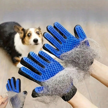 A Pair Pet Grooming Glove Brush for Dogs and Cats Fur and Hair Removal Mitt with Massage and Deshedding Benefits