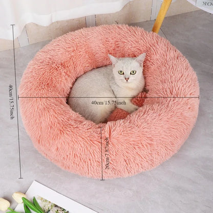 Soft Pet Bed Pad Plush Warm Faux Fur Donut Round Bed Comfortable Sleeping Washable