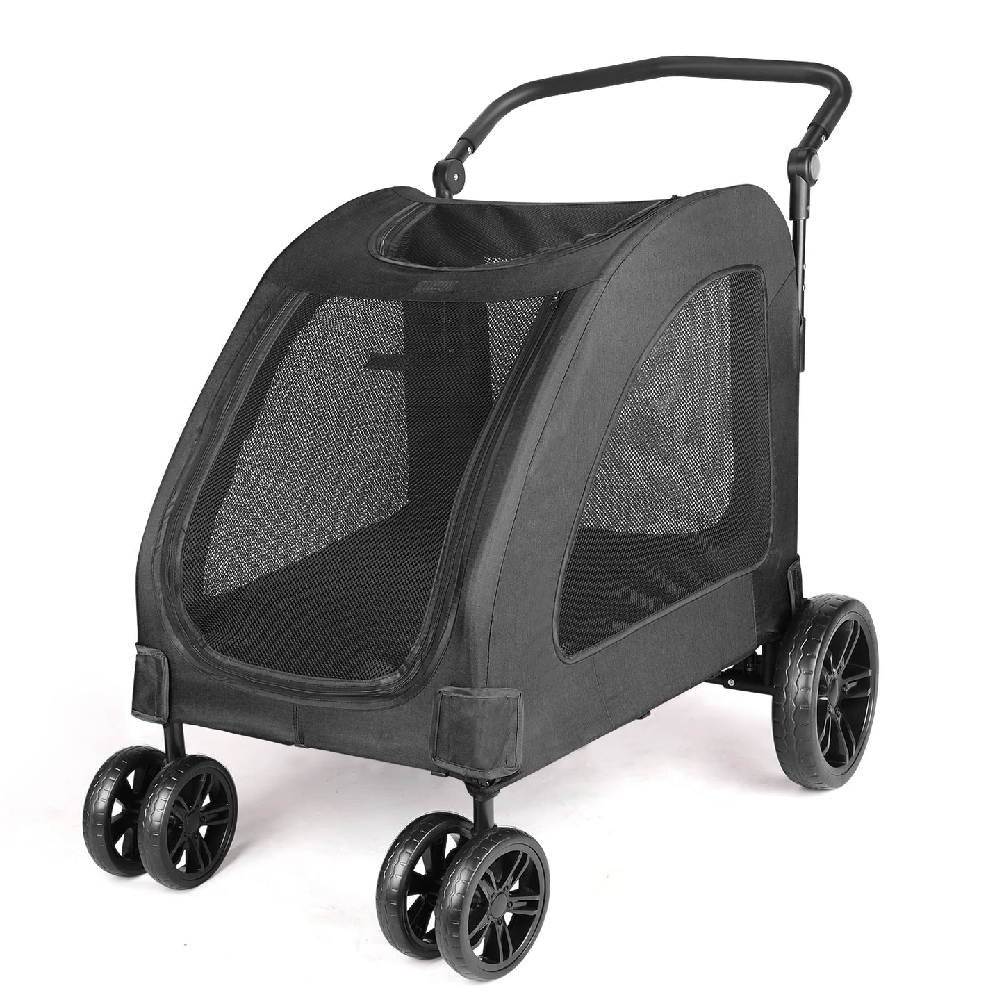 Heavy Duty Dog Stroller for Large Dogs up to 120 lbs, Foldable Pet Wagon with 360° Wheels, All-Round Ventilation