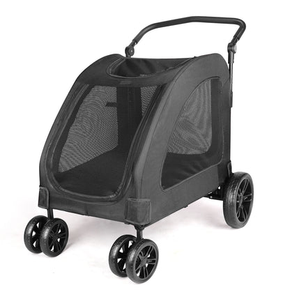 Heavy Duty Dog Stroller for Large Dogs up to 120 lbs, Foldable Pet Wagon with 360° Wheels, All-Round Ventilation