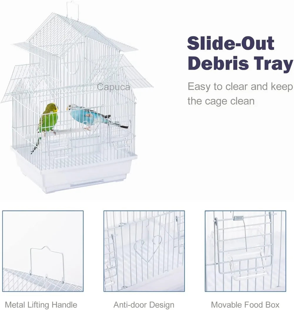 Lightweight Travel Bird Cage for Small Birds - Parakeets, Lovebirds, Finches