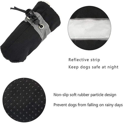4Pcs Dog Boots Waterproof Non-slip Reflective Strip Adjustable Drawstring Soft Breathable Pet Shoes for Small Medium Dogs Winter