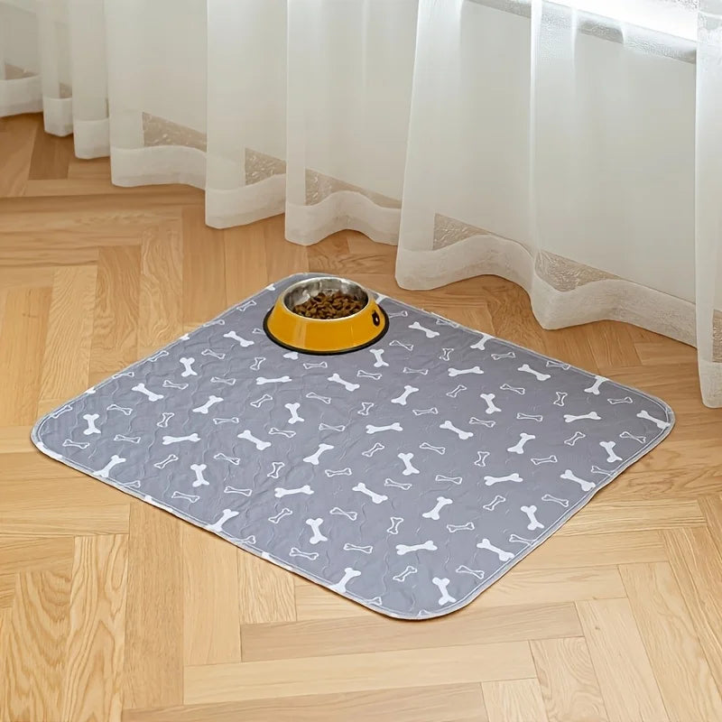 Washable Dog Pee Pads, 2 Pieces Absorbent Pee Pads with Bone Print, Non-Slip Waterproof