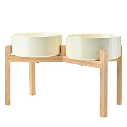 Dogs and Cat Bowls Raised with Non-Slip Bamboo Stand for Medium Sized Breed