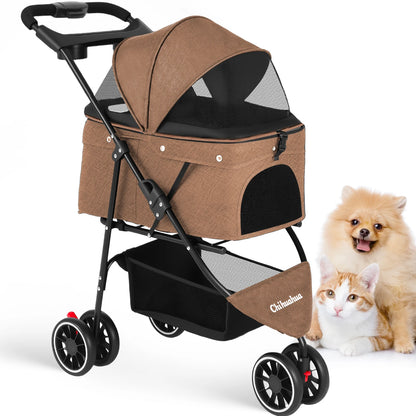 Pet Stroller For Small Puppy Dogs & Cats Portable and Foldable Dog Stroller