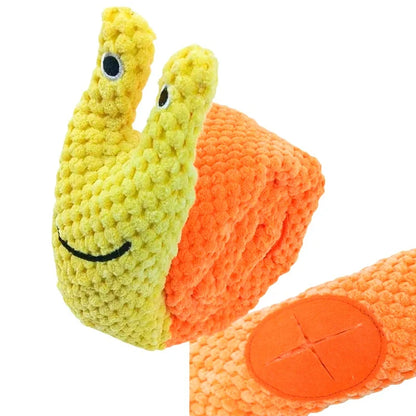 Dog Puzzle Feeder, Interactive Plush Toy Indestructible Resistant Foldable Snail