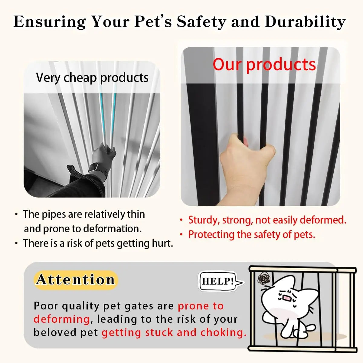 Extra Tall Pet Gate 61" High Pressure Mounted Auto-Close Adjustable Width No Drilling for Dogs and Cats
