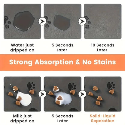Non-Slip Absorbent Pet Mat - Feeding/Sleeping Pad For Cats Dogs Durable Easy Clean