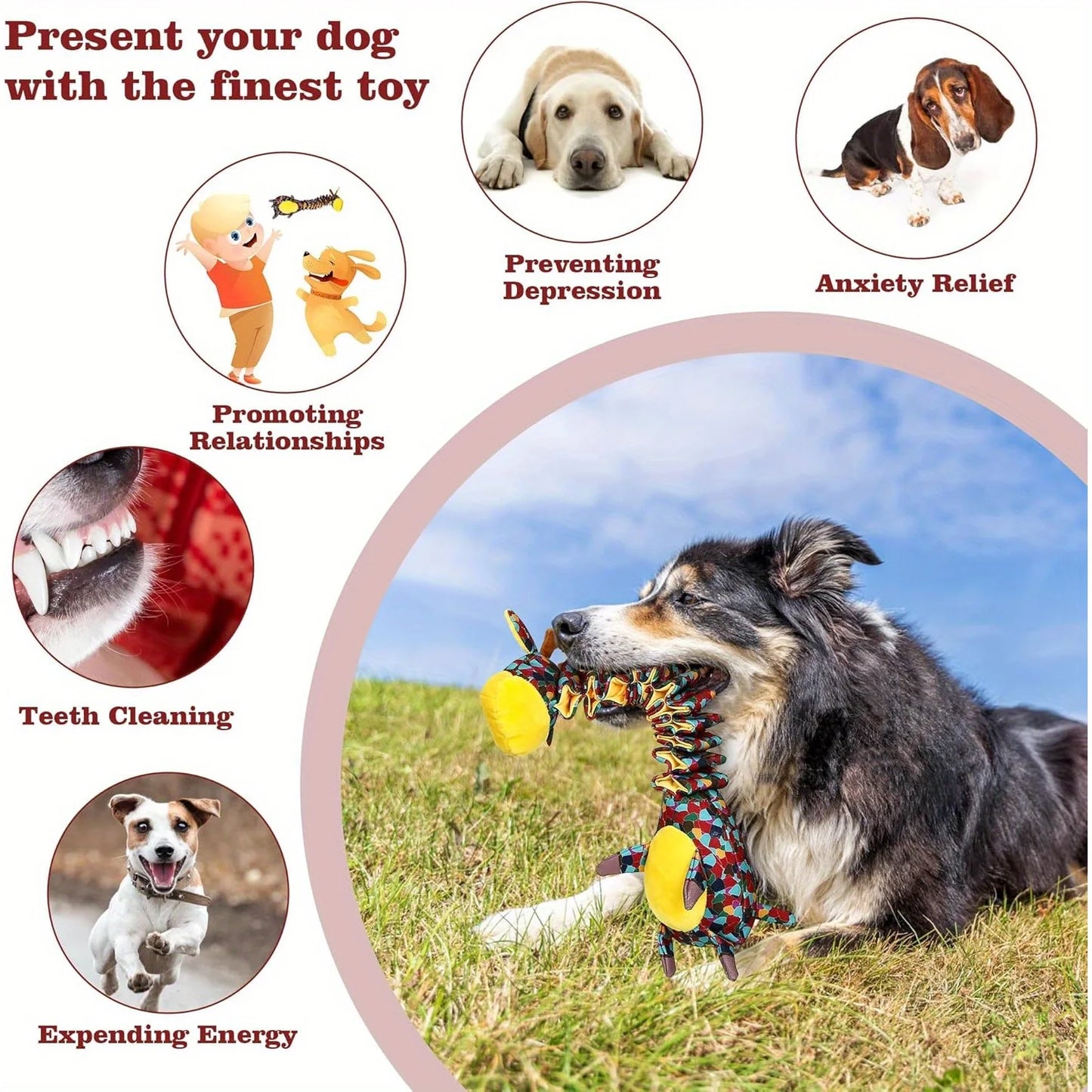 Indestructible Tough Dog Toy For Aggressive Chewers Durable For Large Breeds, Made With Plush Material And Crinkle Paper Ultra-Strong Chew Toy For Powerful Dogs