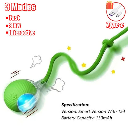 New Cat Interactive Ball  - Automatic Rolling Ball Faux Tail Rechargeable Smart Pet Electric Toy