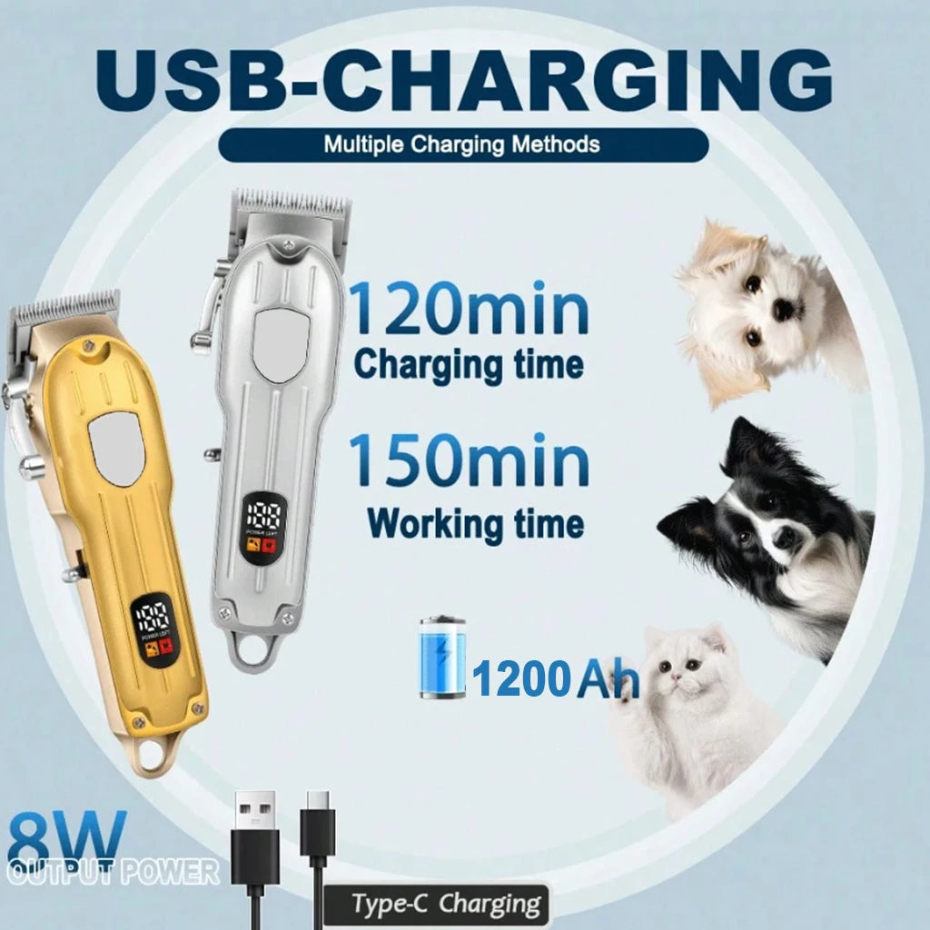 Electric Pet Hair Clipper USB Rechargeable LCD Display Dog Cat Grooming Trimmer Shaver with Guide Comb Kit