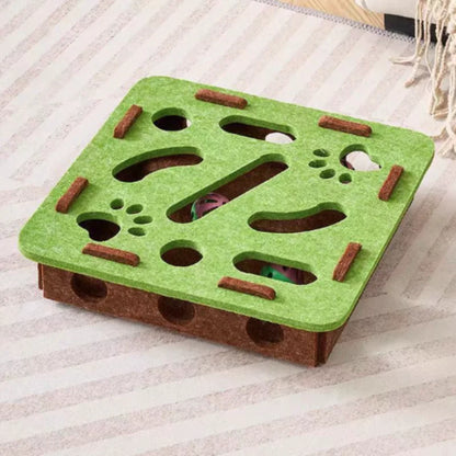 Interactive Cat Puzzle Maze - Soft Felt Hole Game With Bell Ball Toy For Kittens And Cats